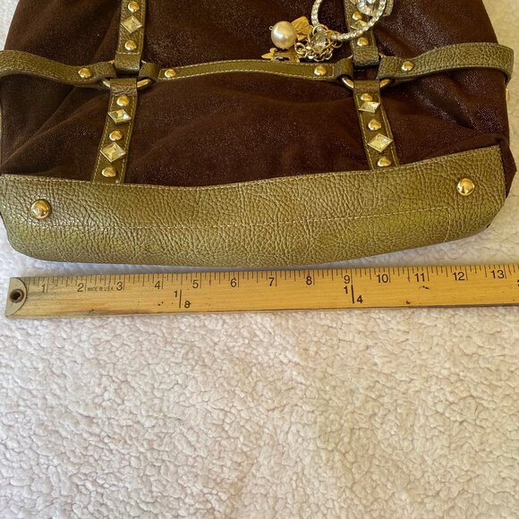 Kathy Van Zeeland Brown Bronze Embellished Large Shoulder Tote - Picture 6 of 16